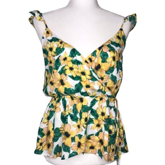 Cupcakes and Cashmere Ruffle Strap Floral Print Sleeveless Top NWT Sz S - Picture 1 of 9